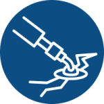 crack filling icon on a blue background