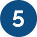 white number 5 on blue circle