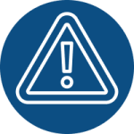 caution sign icon on a blue background